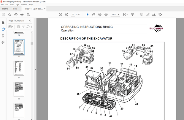 Cat Bucyrus RH 90C Hydraulic Excavator Operating Instructions Manual BI651416 – PDF DOWNLOAD