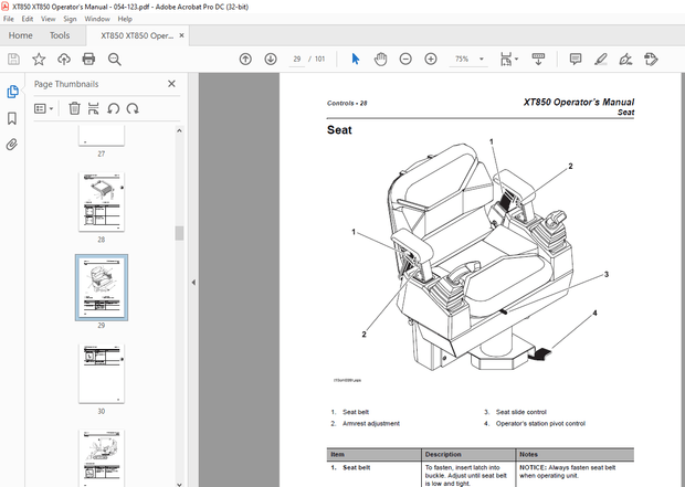 Ditch Witch XT850 Operator’s Manual PN 054-123 – PDF DOWNLOAD