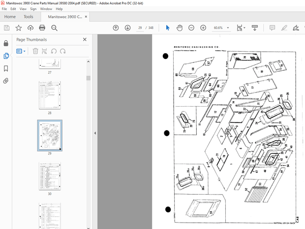 Manitowoc Crane 3900 Parts Manual 39580 PDF