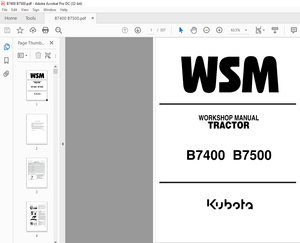 Kubota Tractor B7400 B7500 Workshop Manual – PDF DOWNLOAD