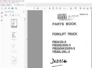 Komatsu FORKLIFT TRUCK F 20/25-3 FB20G/25G-3 FB20GH/25 H-3 F820L/25L-3 Parts Manual - PDF DOWNLOAD