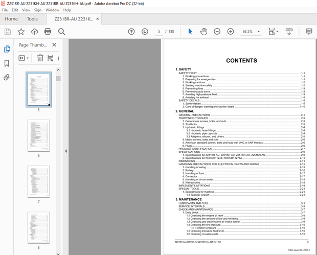 Kubota Zero Turn Mower Z231BR-AU Z231KH-AU 2251 BR-AU 2251 KH-AU Workshop Manual – PDF DOWNLOAD
