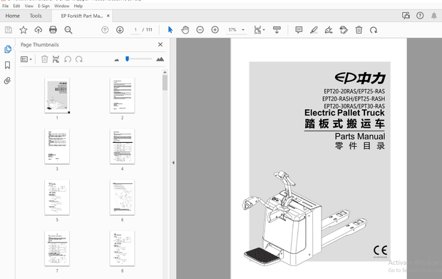 EP EPT20-20RAS/EPT25-RAS EPT20-RASH/EPT25-RASH EPT20-30RAS/EPT30-RAS Electric Parts Manual