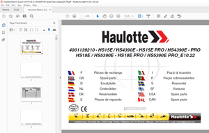 Haulotte Forklift HS15E HS4390E – HS15E PRO HS4390E – PRO HS18E HS5390E – HS18E PRO Parts Manual