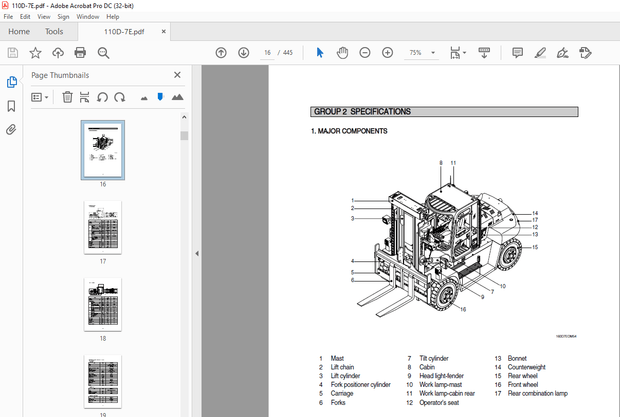 Hyundai Forklift 110D-7E 130D-7E Service Manual – PDF DOWNLOAD