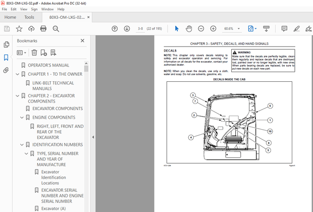 Linkbelt 80X3 HYDRAULIC EXCAVATOR OPERATOR&#x27;S MANUAL - PDF DOWNLOAD