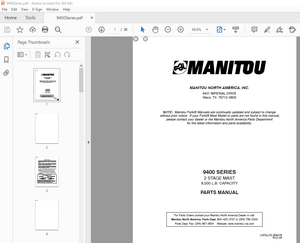 Manitou Forklift 9400 SERIES 2 STAGE MAST Parts Manual – PDF DOWNLOAD