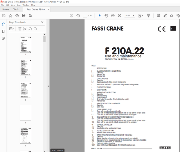 Fassi Crane F210A.22 Use and Maintenance Manual 3324 – PDF DOWNLOAD
