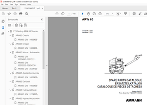 Ammann ARW 65 YANMAR L100N &amp; L100V Parts Manual 11224867-14698393 PDF