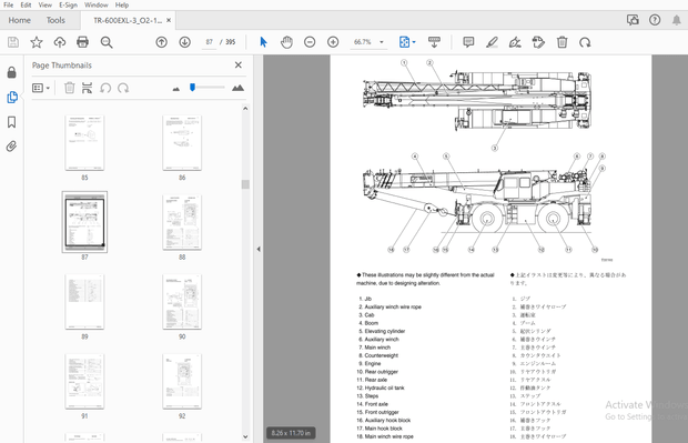 Tadano TR-600EXL-3 Rough Terrain Crane Operation &amp; Maintenance Manual – PDF