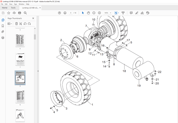 Lonking forkliftLG16B,16BZ,16BJ,16BQ,18B Parts Manual – PDF DOWNLOAD
