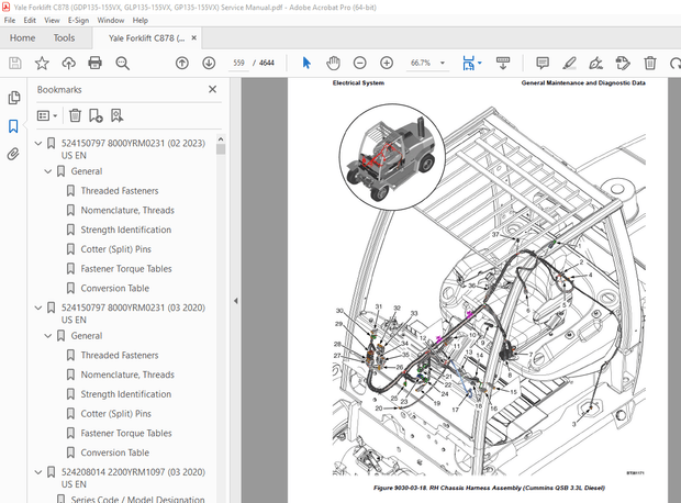 Yale Forklift C878 (GDP135-155VX, GLP135-155VX, GP135-155VX) Service Manual PDF