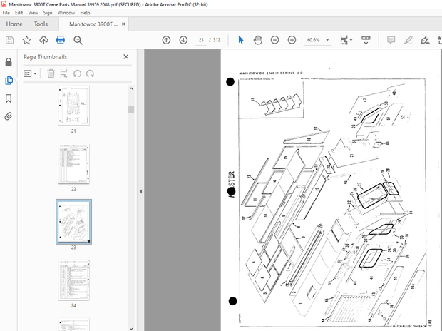 Manitowoc Traditional Crane 3900T Parts Manual SN 39959 PDF