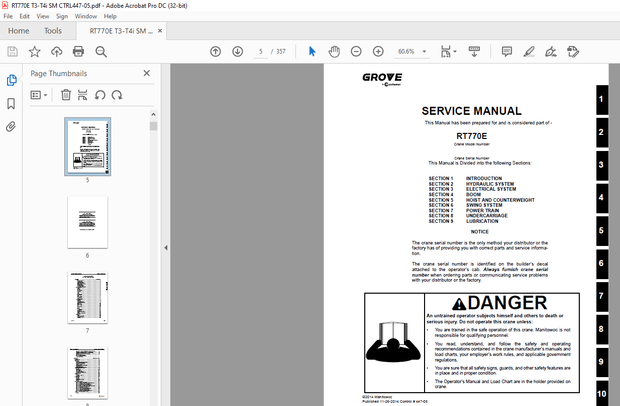 Manitowoc Grove RT770E SERVICE Manual – PDF DOWNLOAD