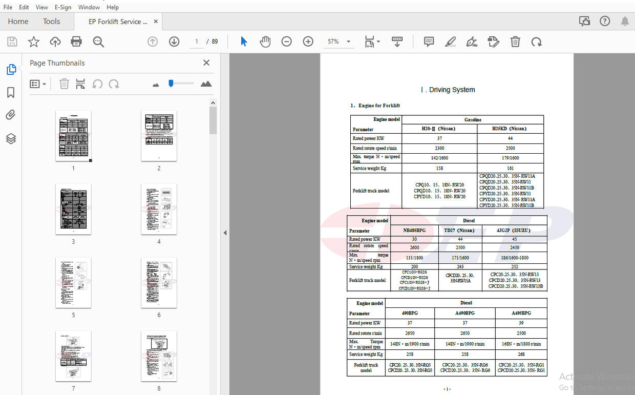 EP Forklift R 10-35T Service Manual – PDF DOWNLOAD