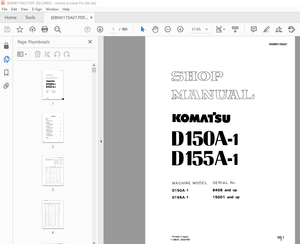 Komatsu D150A-1 D155A-1 Bulldozer Shop Manual SEBM0170A07 - PDF DOWNLOAD 