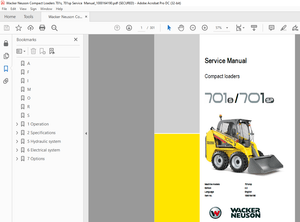 Wacker Neuson Compact Loaders 701s, 701sp Service Manual_1000164190 – PDF DOWNLOAD