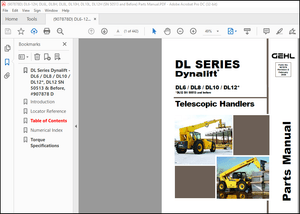 GEHL DL SERIES DL6 DL8 DL10 DL12 Telescopic Handlers Parts Manual(907878) – PDF DOWNLOAD