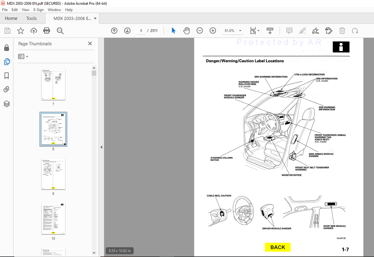 2003 ACURA MDX MANUAL visual data 3