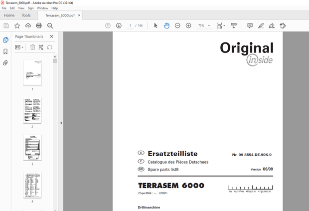Pottinger Tractor TERRASEM 6000 Spare Parts Manual – PDF DOWNLOAD