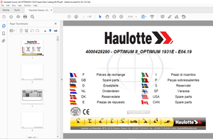 Haulotte Forklift OPTIMUM 8 OPTIMUM 1931E Parts Manual – PDF DOWNLOAD