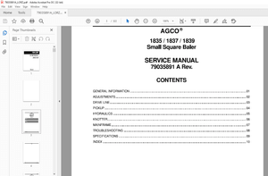 AGCO NA 1835 1837 1839 Small Square Baler Service Manual – PDF DOWNLOAD