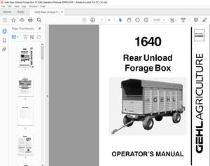 Gehl Rear Unload Forage Box FX1640 Operators Manual 909855 – PDF DOWNLOAD