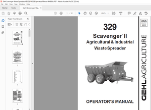 Gehl Scavenger Waste Spreaders HD329, MS329 Operators Manual 904850A – PDF DOWNLOAD