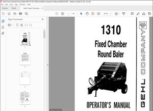 Gehl Fixed Chamber Round Baler RB1310 SN 18500 and Before Operators Manual 904052A – PDF DOWNLOAD