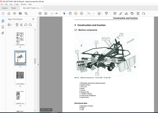 Fella EU Juras TS 301 DN TS 351 DN TS 391 DN Rotary Rake Operator’s Manual – PDF DOWNLOAD