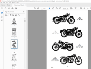 1952 Matchless MOTOR CYCLES 350 G3L G3LS G3LC G3LCS MAINTENANCE &amp; INSTRUCTION Manual