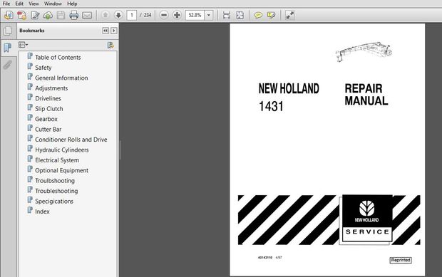 New Holland 1431 Disc Mower Service Repair Manual (40143110) New Holland 143110