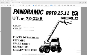 Merlo Panoramic Roto P25.11 UT 7.9.02_E Parts Manual – PDF DOWNLOAD