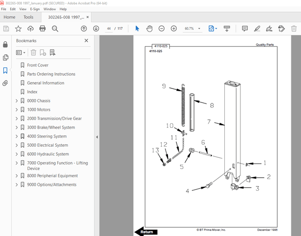 BT Prime-Mover PMX QMX Electric Low Lift Pallet Truck Parts Manual - PDF DOWNLOAD