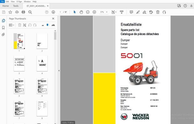 WACKER NEUSON 5001 DUMPER PARTS MANUAL 1000161144 - PDF DOWNLOAD