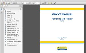 New Holland Tractor TD4.70F, TD4.80F, TD4.90F Service Manual - PDF DOWNLOAD