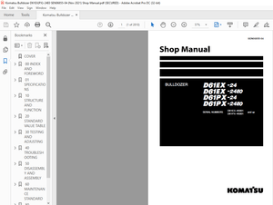Komatsu D61EX -24 D61EX -24E0 D61PX-24 D61PX-24E0 Bulldozer Shop Manual SEN06855-04 – PDF DOWNLOAD