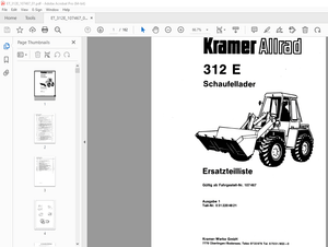 Kramer Allrad Schaufellader 312 E Ersatzteilliste Manual 107467 – PDF DOWNLOAD (German)