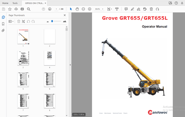 Manitowoc Grove GRT655/GRT655L Operator Manual – PDF DOWNLOAD