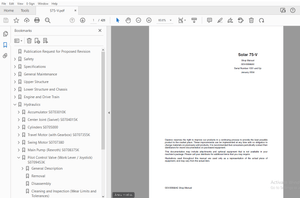 Daewoo Track Excavator Solar 75-V Shop Manual 023-00066AE – PDF DOWNLOAD