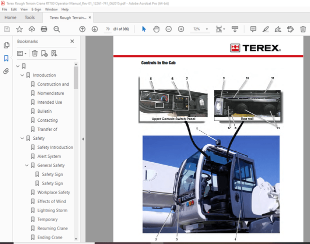 Terex Crane RT780 TIER 4 FINAL &amp; ROW EXPORT Operator’s Manual 12261-741 – PDF DOWNLOAD