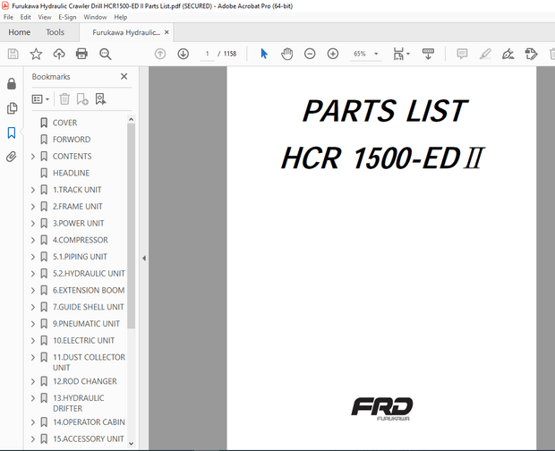 FURUKAWA HCR1500-ED II Parts Manual PDF DOWNLOAD