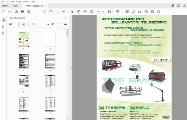 Merlo Telescopic Handlers 2008 Attachments CAT08A-00 – PDF DOWNLOAD