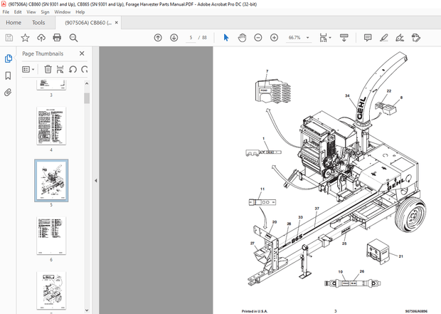 Gehl 860 865 (860 After SN9300 and All 865’s) Forage Harvesters Parts Manual 907506 – PDF DOWNLOAD