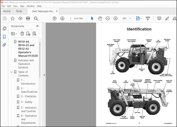 Gehl RS10-44 RS10-55 RS12-42 Telescopic Handlers Operator’s Manual 913328 – PDF DOWNLOAD
