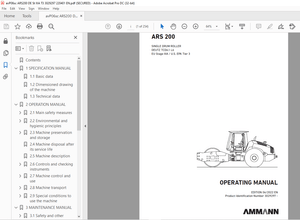 Ammann ARS 200 Single Drum Roller Operating Manual 3029297 - PDF