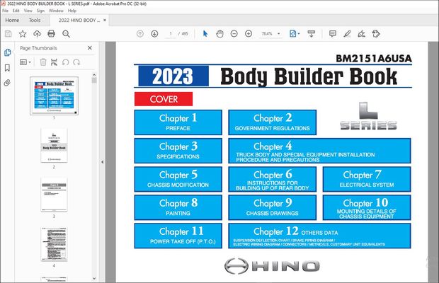 2023 Hino L Series Body Builder Book Service Manual BM2151A6USA – PDF DOWNLOAD