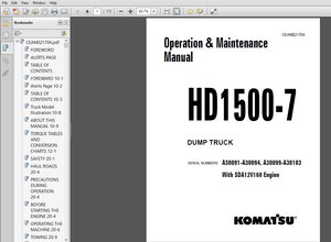 Komatsu HD1500-7 Dump Truck Operation &amp; Maintenance Manual SDA12V160 Engine PDF DOWNLOAD