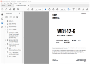 Komatsu WB142-5 Backhoe Loader Shop Manual CEBM018903 – PDF DOWNLOAD