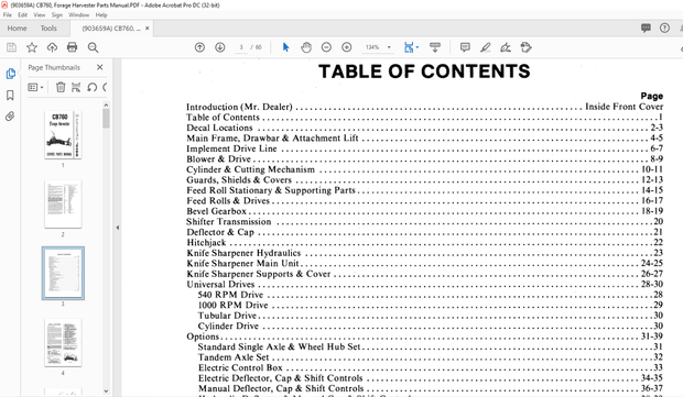 Gehl Forage Harvester CB760 Parts Manual(903659) – PDF DOWNLOAD